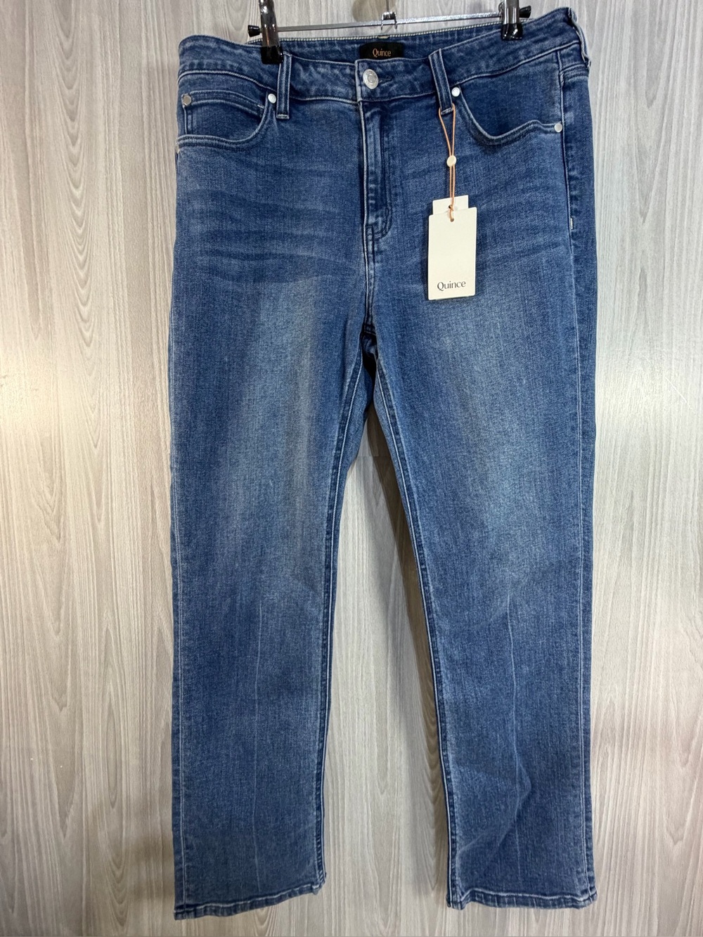 Quince Women Stretch Mid-rise Straight Jeans Denim Seaside Blue Women’s 32 NWT